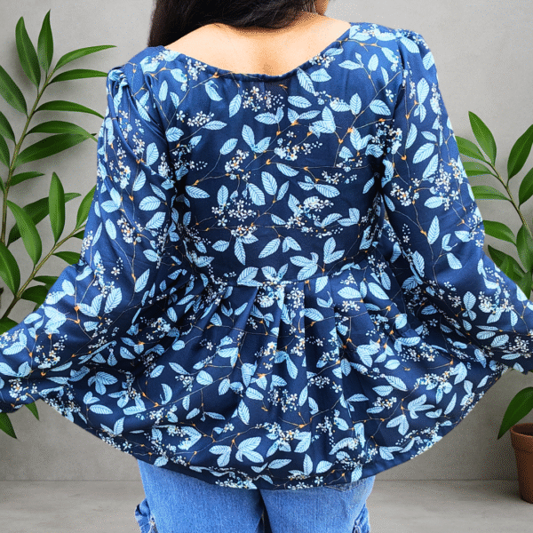 floral printed blue peplum top