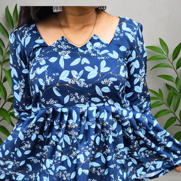 floral printed blue peplum top